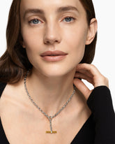 DY Mercer® Petite Toggle Chain Necklace in Sterling Silver with 18K Yellow Gold and Diamonds, 4.5mm